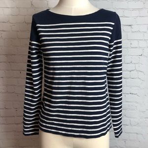 J.Crew Navy Blue and White Stripe Long Sleeve Top